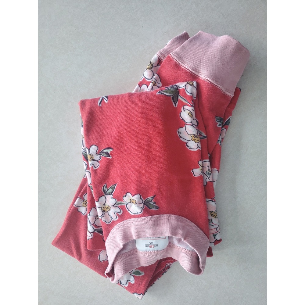 Hanna Andersson Pajama Set Pink Floral Organic Cotton Snug Fit Sleepwear Size 5